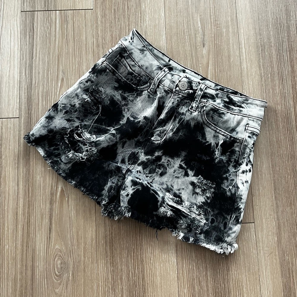 High Waist Acid Washed Shorts